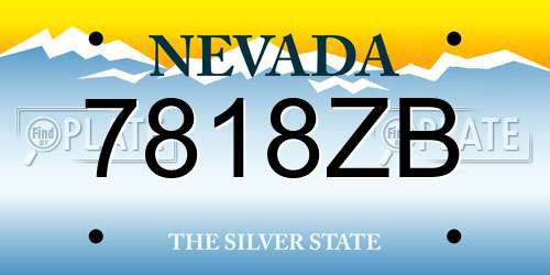 7818ZB Nevada License Plate