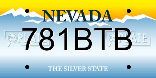 781BTB Nevada License Plate