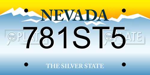 781ST5 Nevada License Plate