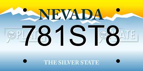 781ST8 Nevada License Plate