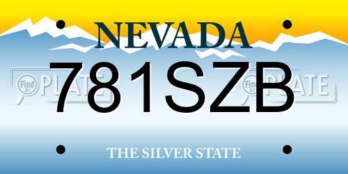 781SZB Nevada License Plate