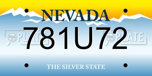 781U72 Nevada License Plate