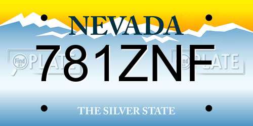 781ZNF Nevada License Plate