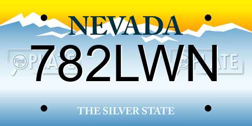 782LWN Nevada License Plate