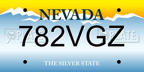 782VGZ Nevada License Plate
