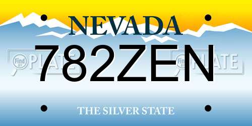 782ZEN Nevada License Plate