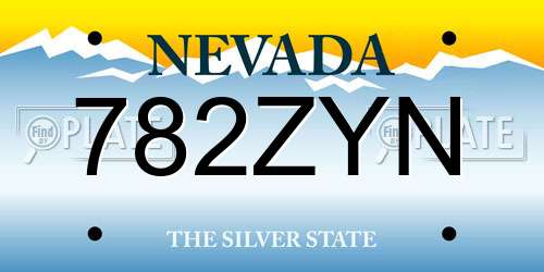 782ZYN Nevada License Plate