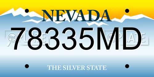 78335MD Nevada License Plate