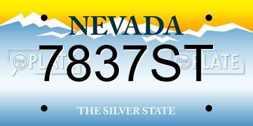 7837ST Nevada License Plate