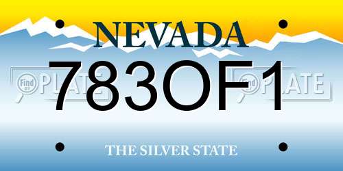 783OF1 Nevada License Plate