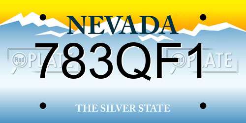 783QF1 Nevada License Plate