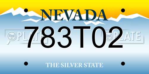 783T02 Nevada License Plate