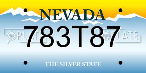 783T87 Nevada License Plate