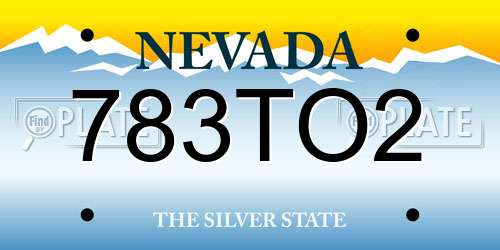 783TO2 Nevada License Plate