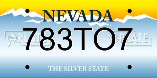 783TO7 Nevada License Plate