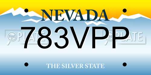 783VPP Nevada License Plate