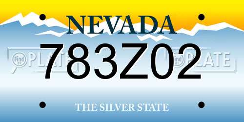 783Z02 Nevada License Plate