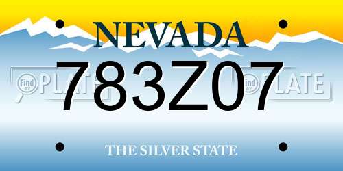 783Z07 Nevada License Plate