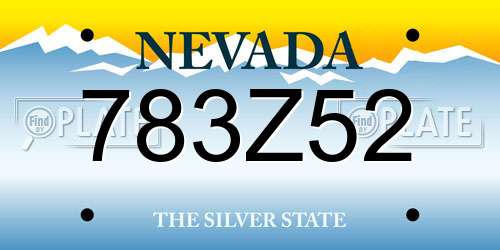 783Z52 Nevada License Plate
