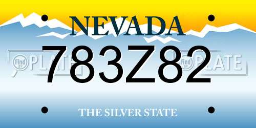 783Z82 Nevada License Plate