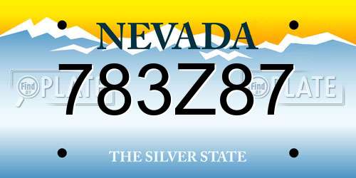 783Z87 Nevada License Plate