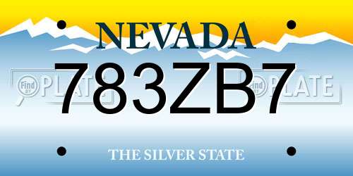 783ZB7 Nevada License Plate