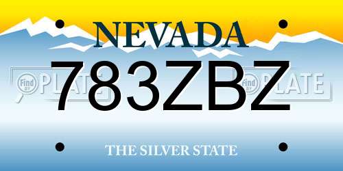 783ZBZ Nevada License Plate