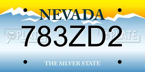 783ZD2 Nevada License Plate