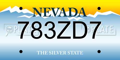 783ZD7 Nevada License Plate