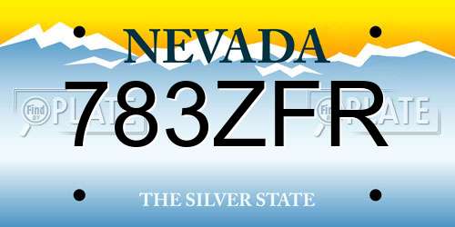 783ZFR Nevada License Plate