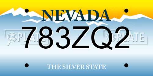 783ZQ2 Nevada License Plate