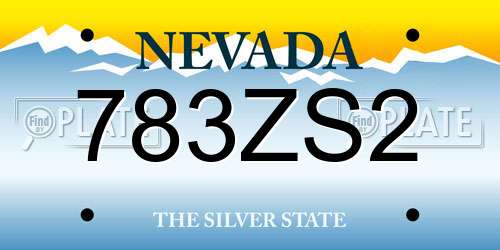 783ZS2 Nevada License Plate
