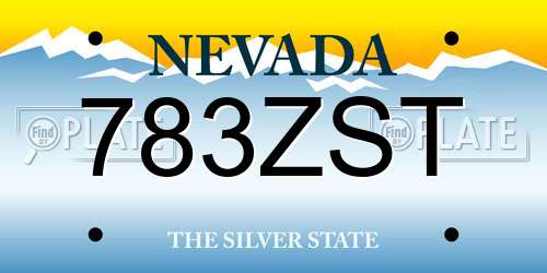 783ZST Nevada License Plate