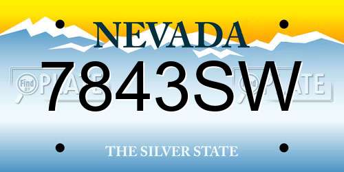 7843SW Nevada License Plate