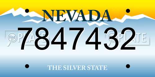 7847432 Nevada License Plate