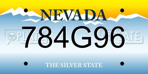 784G96 Nevada License Plate