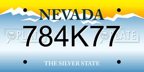 784K77 Nevada License Plate
