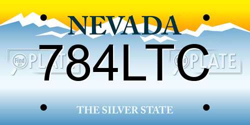 784LTC Nevada License Plate