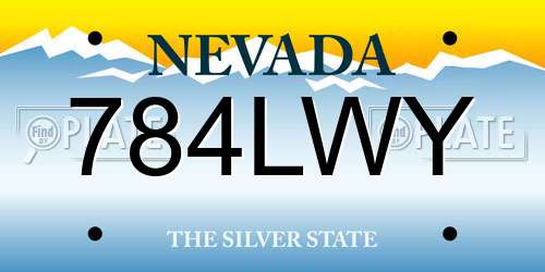 784LWY Nevada License Plate