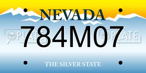 784M07 Nevada License Plate
