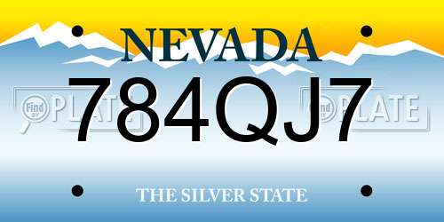 784QJ7 Nevada License Plate