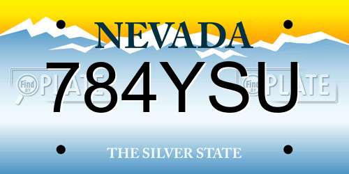 784YSU Nevada License Plate