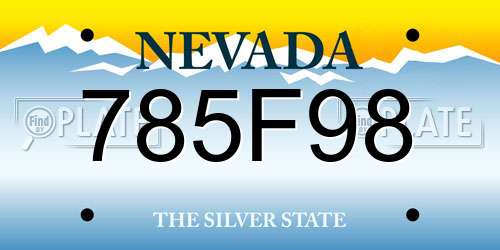 785F98 Nevada License Plate