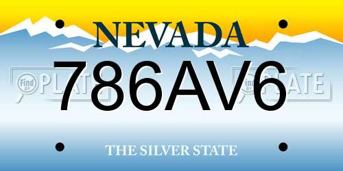 786AV6 Nevada License Plate