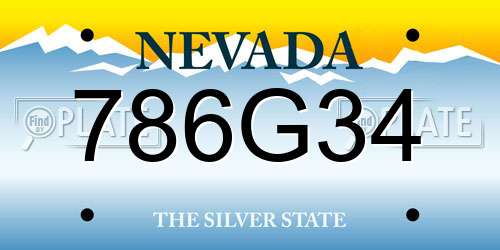 786G34 Nevada License Plate
