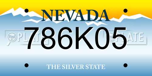 786K05 Nevada License Plate
