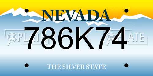 786K74 Nevada License Plate