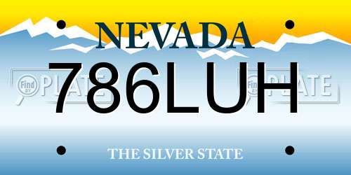 786LUH Nevada License Plate