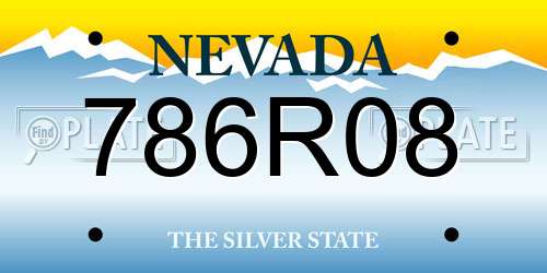 786R08 Nevada License Plate