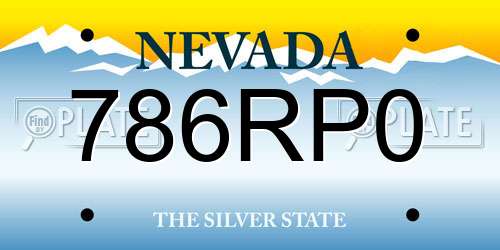 786RP0 Nevada License Plate